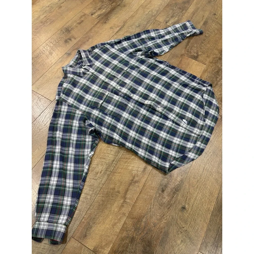 Vintage 90s‎ Polo Ralph Lauren Plaid Flannel Button Up Shirt XL Blue Green